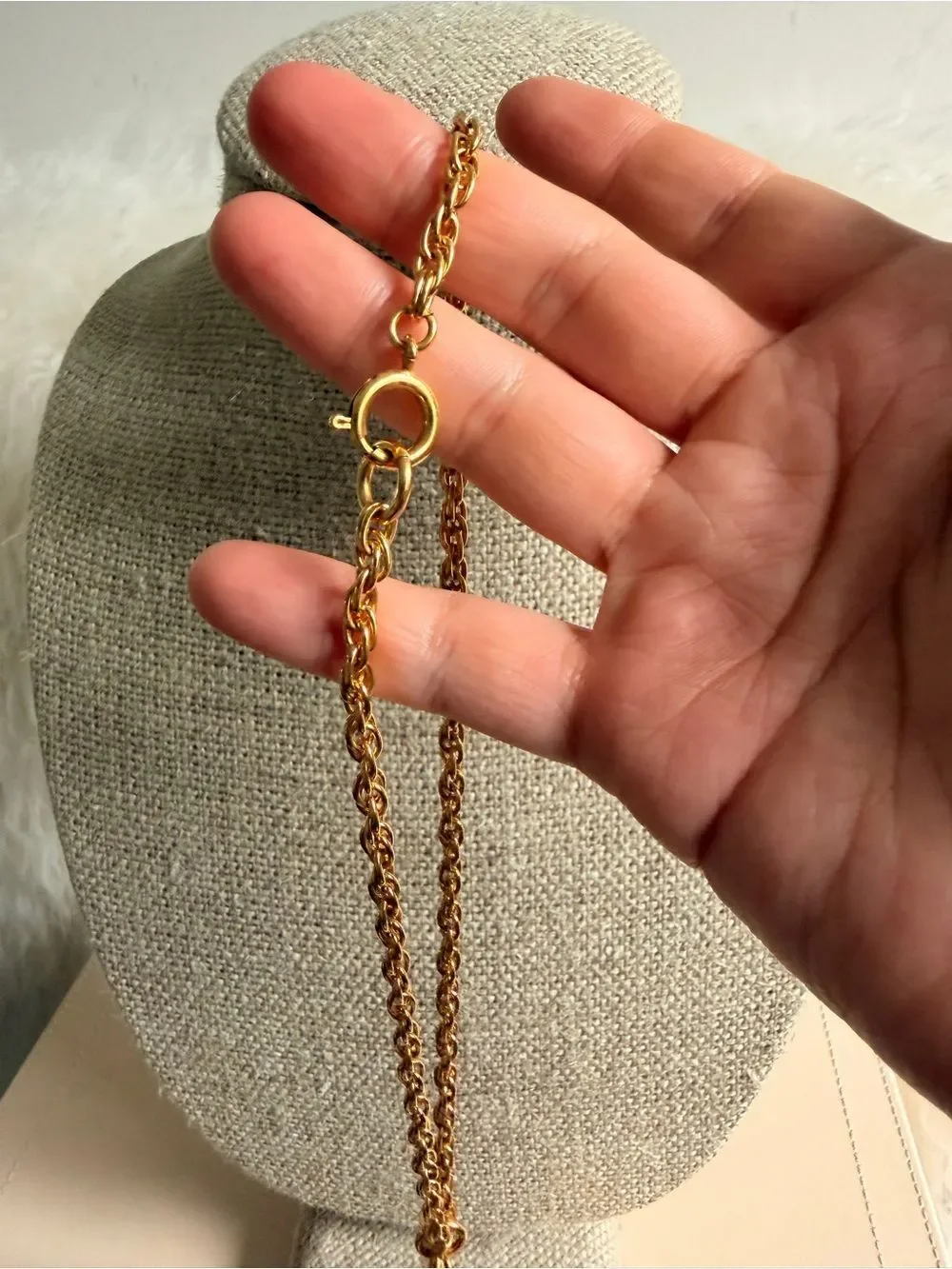 CHANEL Gold Quilted Handbag Charm Necklace